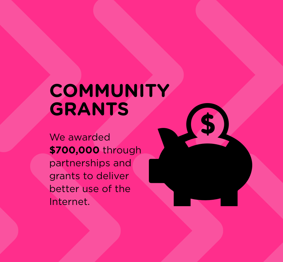 We awarded $700k through partnerships and grants to deliver better use of the Internet.
